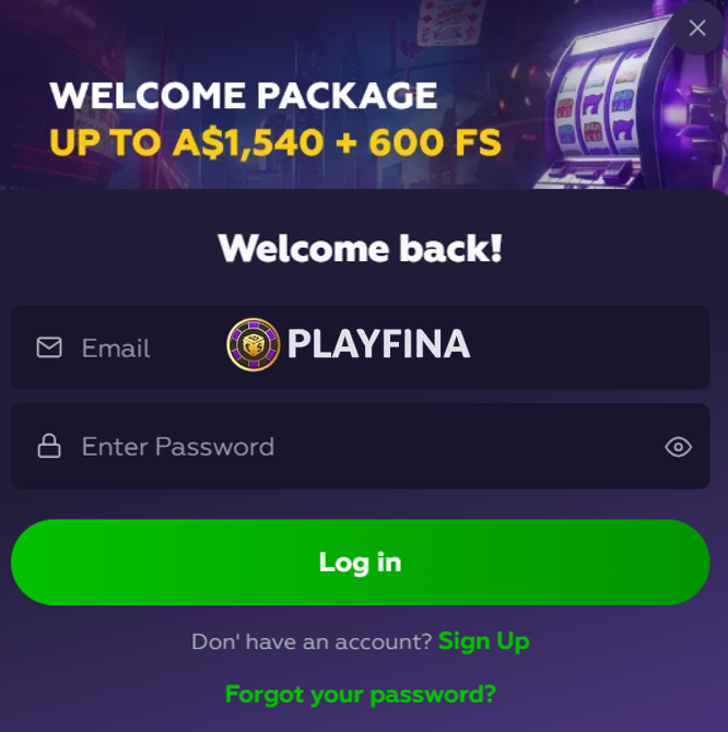 Login at Playfina Casino