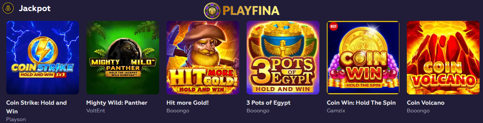 Jackpots at Playfina